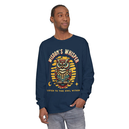 Wisdom's Whisper Owl Long Sleeve T-Shirt for Unisex - Listen to the Owl Within, Perfect Gift for Nature Lovers