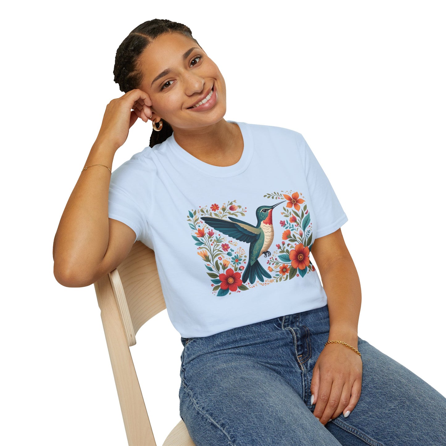 Hummingbird in Bloom Unisex Softstyle T-Shirt