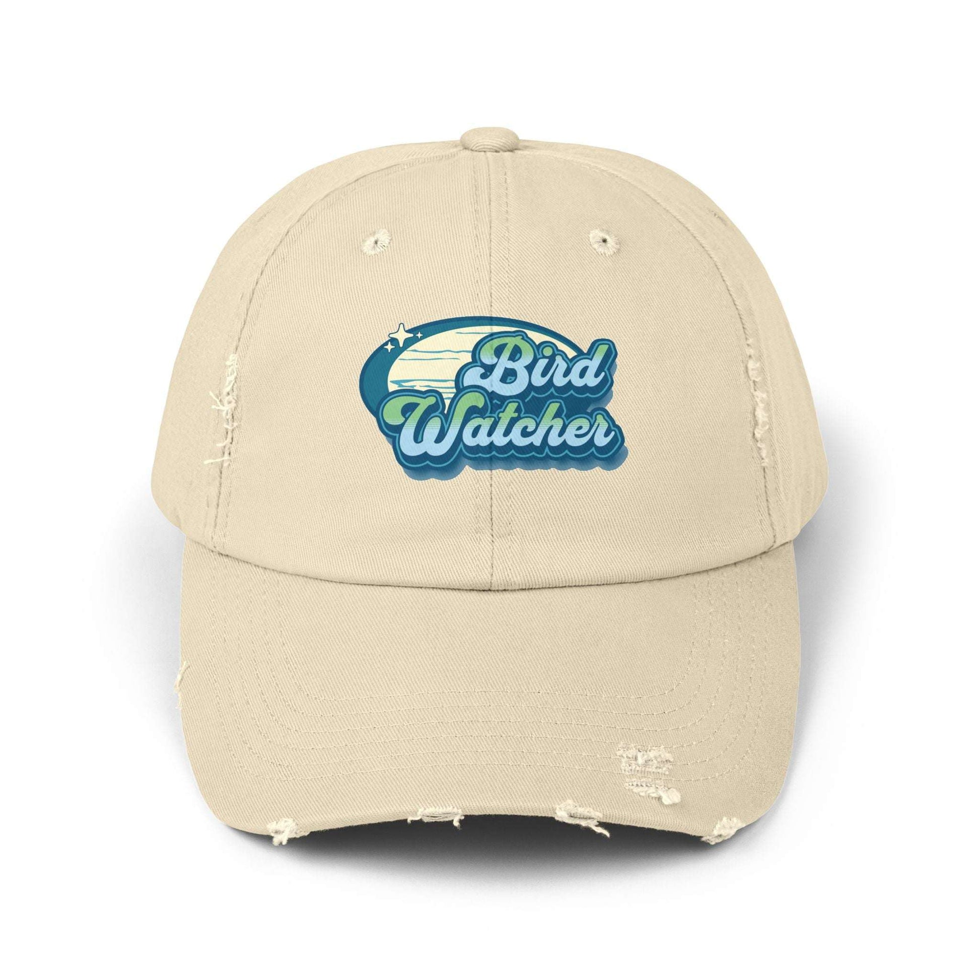 The Nerdy Birder Bird Watcher Teal Vintage Style Hat - Unisex Distressed Cap