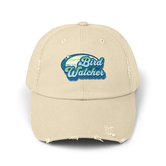 The Nerdy Birder Bird Watcher Teal Vintage Style Hat - Unisex Distressed Cap