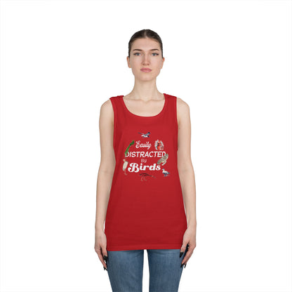 The Nerdy Birder Easily Distracted By Birds Tank Top, Gift for Bird Lovers, Unisex Summer Wear, Nature Lover's Apparel, Fun Casual Tank