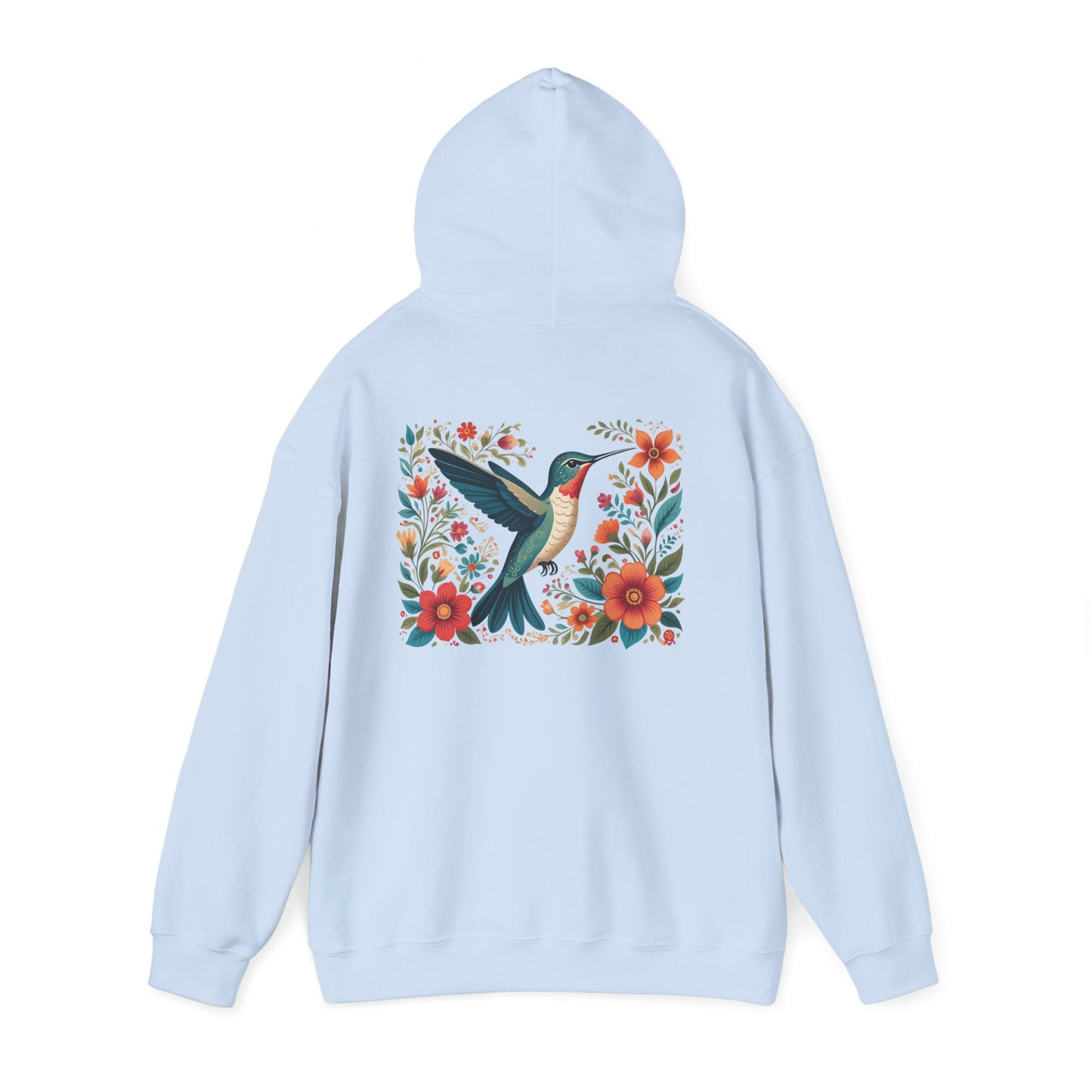 Hummingbird in Bloom Hoodie Back Design - Cozy Sweatshirt for Nature Lovers