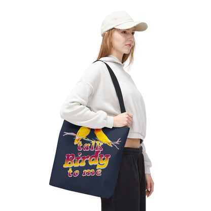 The Nerdy Birder Cute "Talk Birdy To Me" Tote Bag
