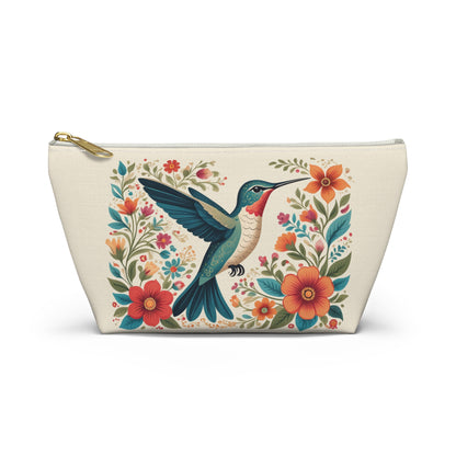 Hummingbird In Bloom Accessory Pouch Natural