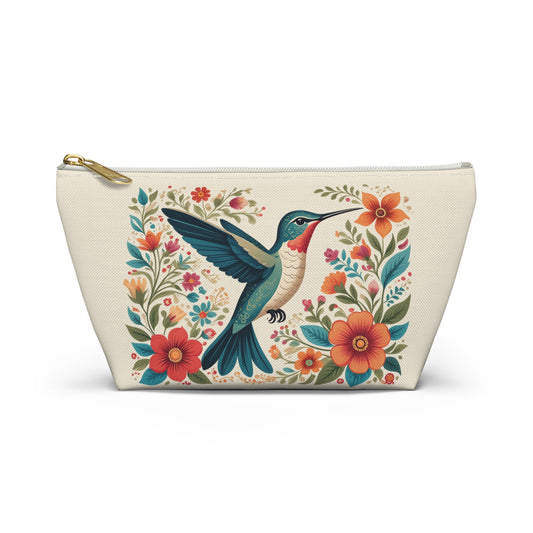 Hummingbird In Bloom Accessory Pouch Natural