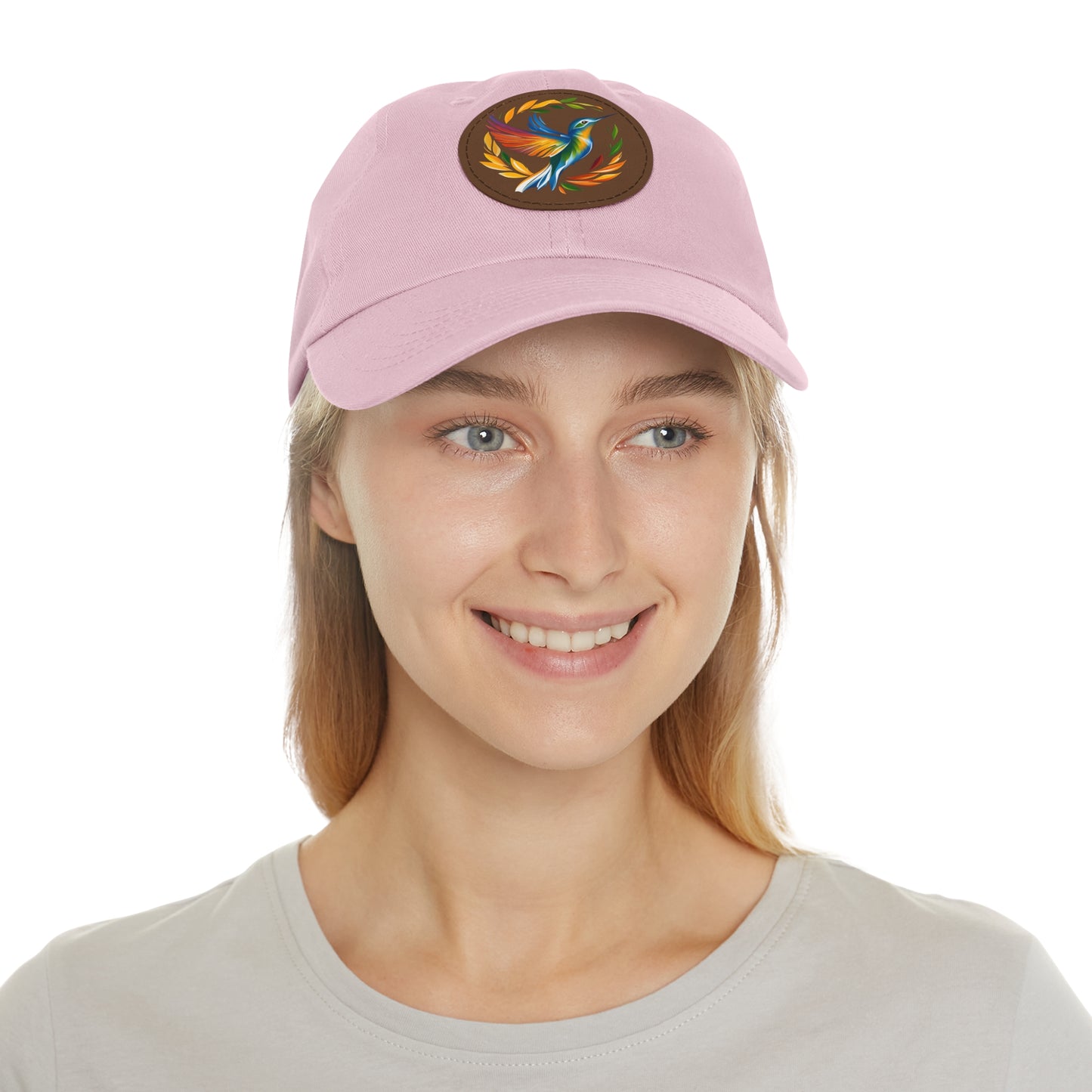 Hummingbird Rainbow Hat Leather Patch Cap