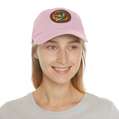 Hummingbird Rainbow Hat Leather Patch Cap