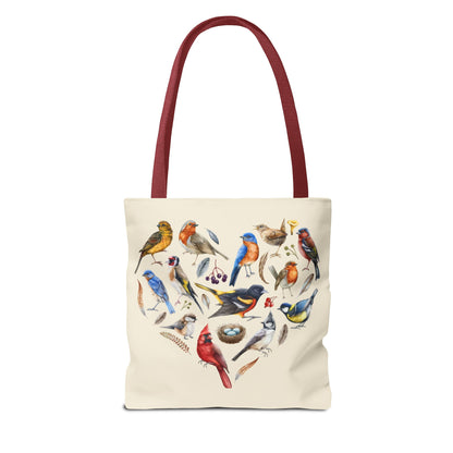 Heart of Birds Tote Bag - Natural color - Heart Design for Nature Enthusiasts