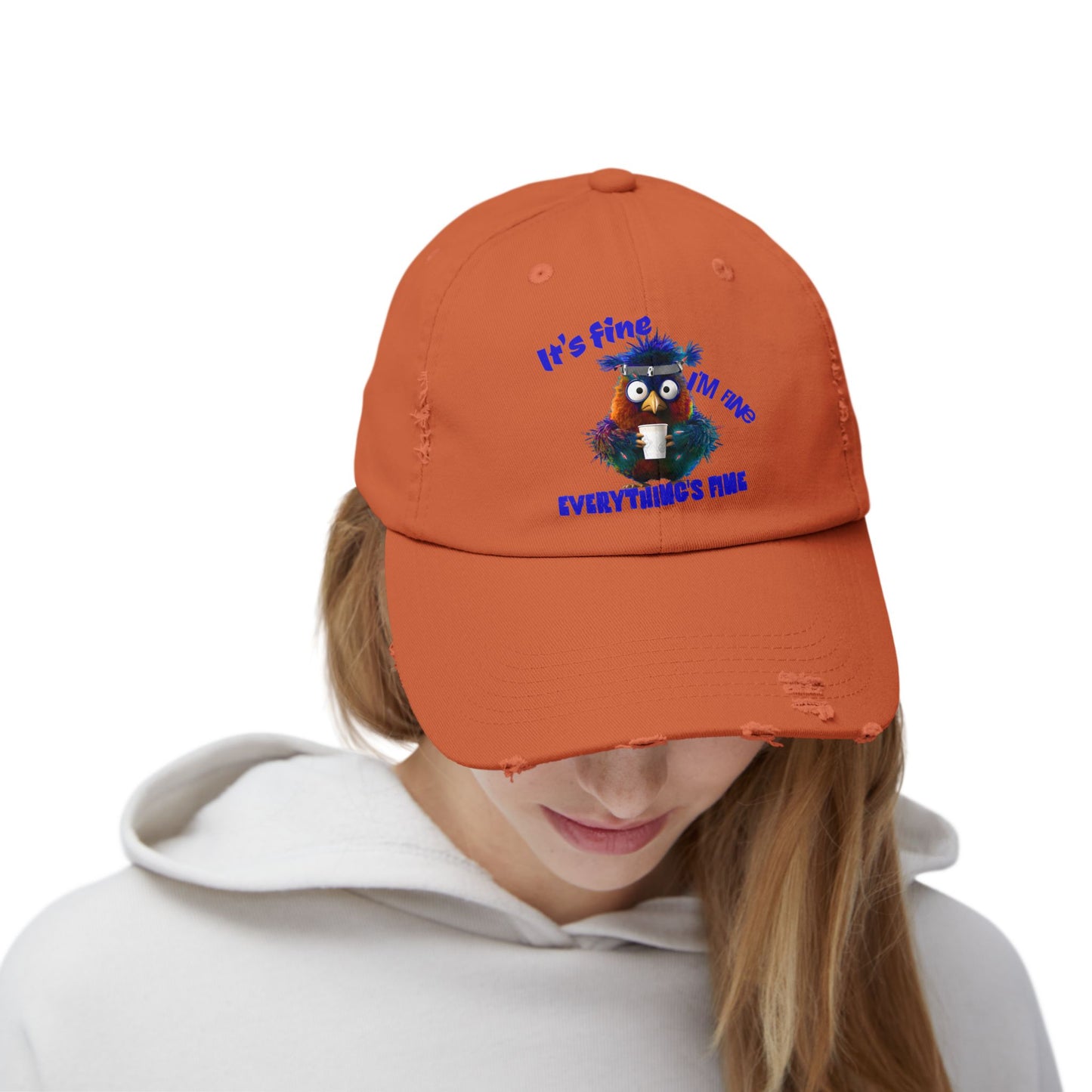 The Nerdy Birder It's Fine Everything's Fine e Vintage Style Hat - Unisex Distressed Cap