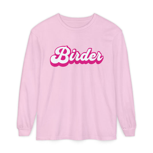 Pink Birder Unisex Garment-dyed Long Sleeve T-Shirt