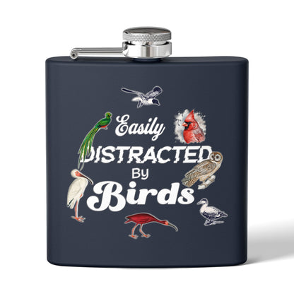 Easily Distracted By Birds Stainless Steel Flask - 6oz