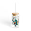 The Nerdy Birder Elegant Peacock 16oz Sipper Glass With Bamboo Lid