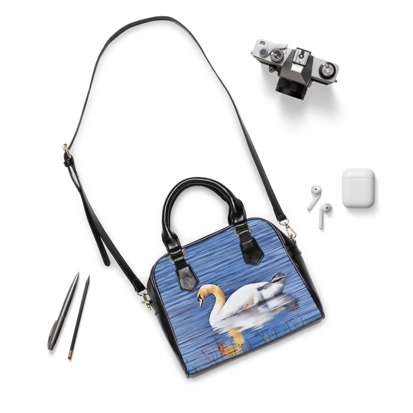 Elegant Swan Design Shoulder Handbag, Chic Tote Bag, Stylish Accessory, Handbag for Nature Lovers, Unique Gift Idea