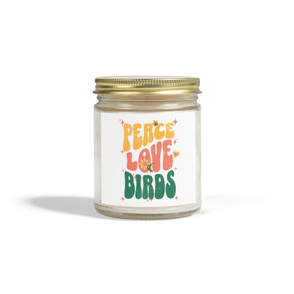 Peace Love Birds Scented Candle - Coconut Apricot Wax 9oz - Eco-Friendly Home Fragrance