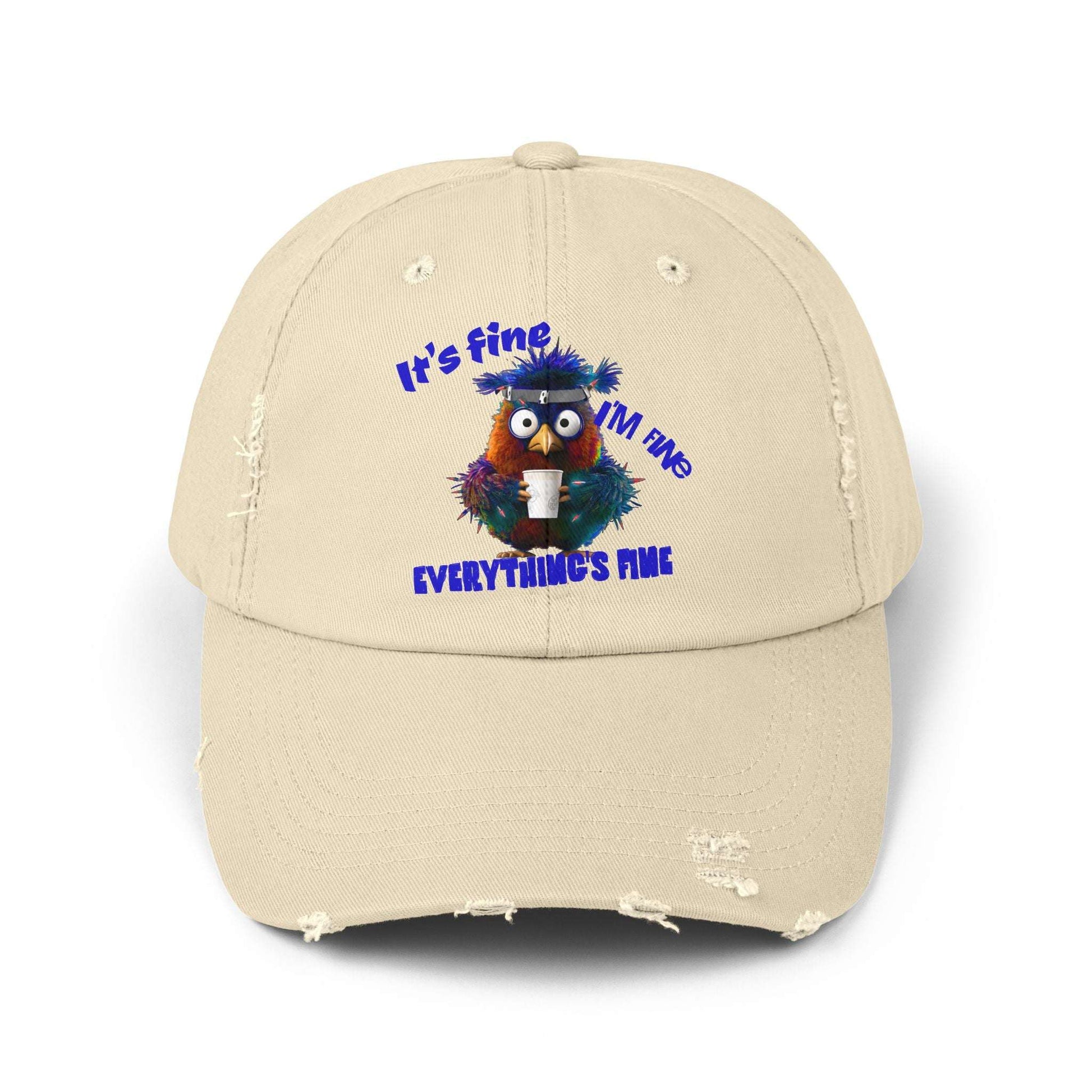 The Nerdy Birder It's Fine Everything's Fine e Vintage Style Hat - Unisex Distressed Cap