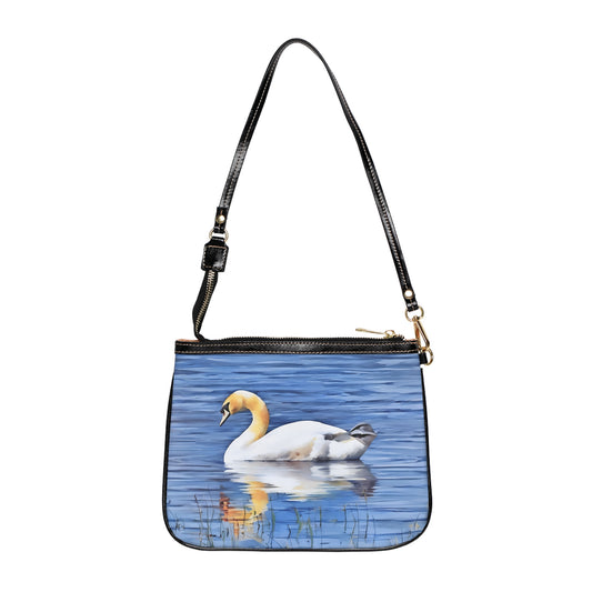 Swan Print Small Shoulder Bag, Stylish Mini Purse for Every Day, Boho Accessories, Summer Outing, Nature Lover Gift, Eco-Friendly