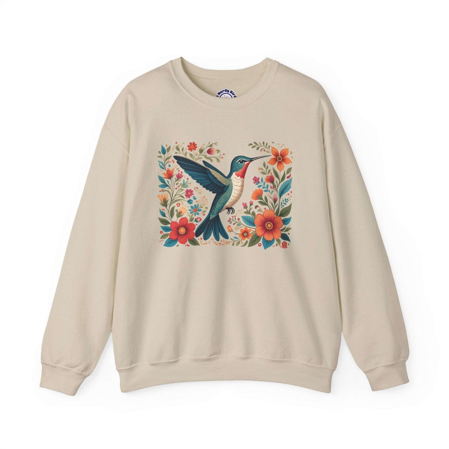 Hummingbird In Bloom Graphic Unisex Crewneck Sweatshirt