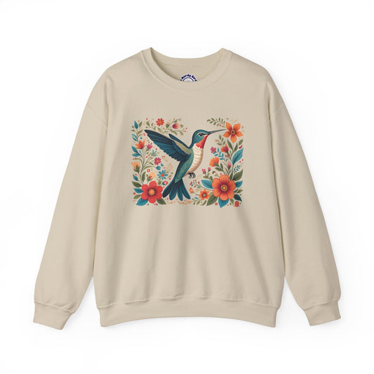 Hummingbird In Bloom Graphic Unisex Crewneck Sweatshirt
