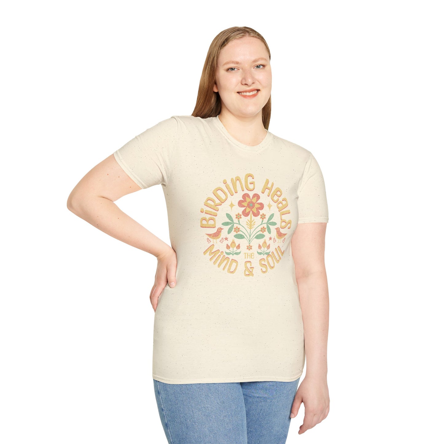 Birding Heals the Mind & Soul – Bird Lover Folk Art T-Shirt