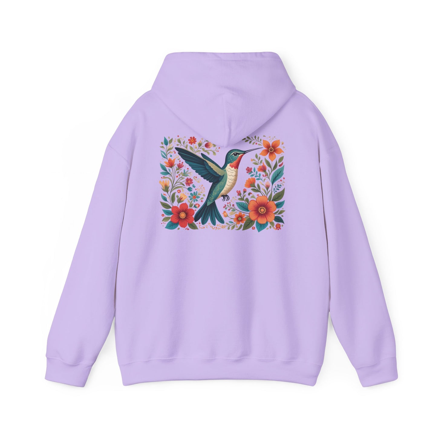 Hummingbird in Bloom Hoodie Back Design - Cozy Sweatshirt for Nature Lovers