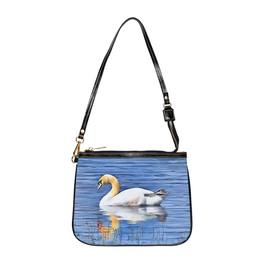 Swan Print Small Shoulder Bag, Stylish Mini Purse for Every Day, Boho Accessories, Summer Outing, Nature Lover Gift, Eco-Friendly