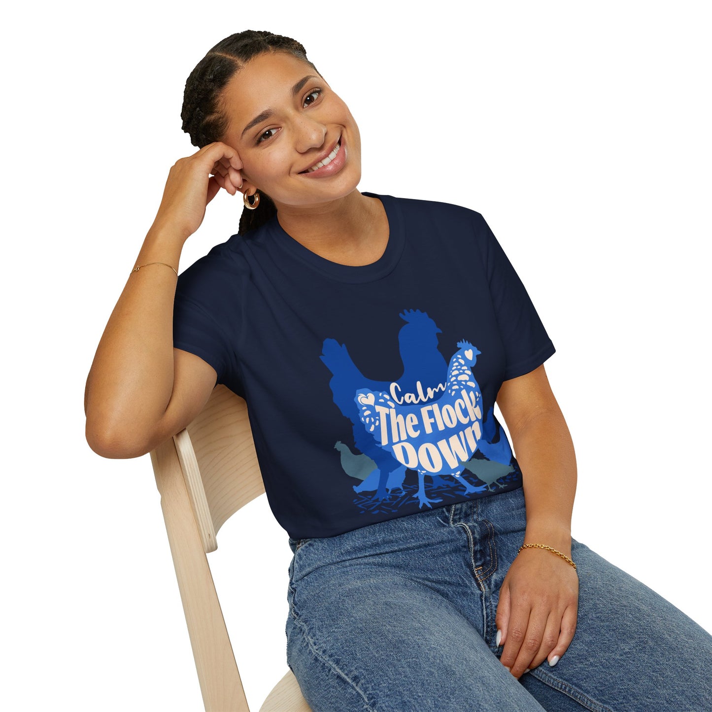 Calm The Flock Down Unisex Softstyle T-Shirt - Retro Vibe Tee for Casual Wear