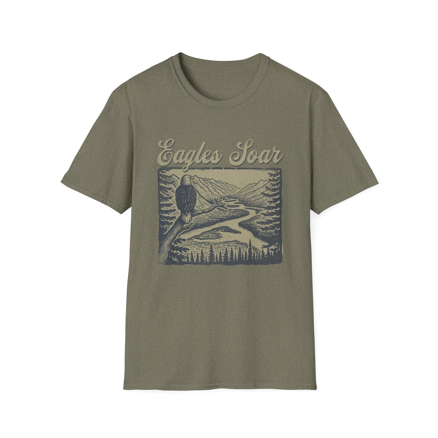 Eagles Soar Unisex Softstyle T-Shirt - Nature Inspired Graphic Tee