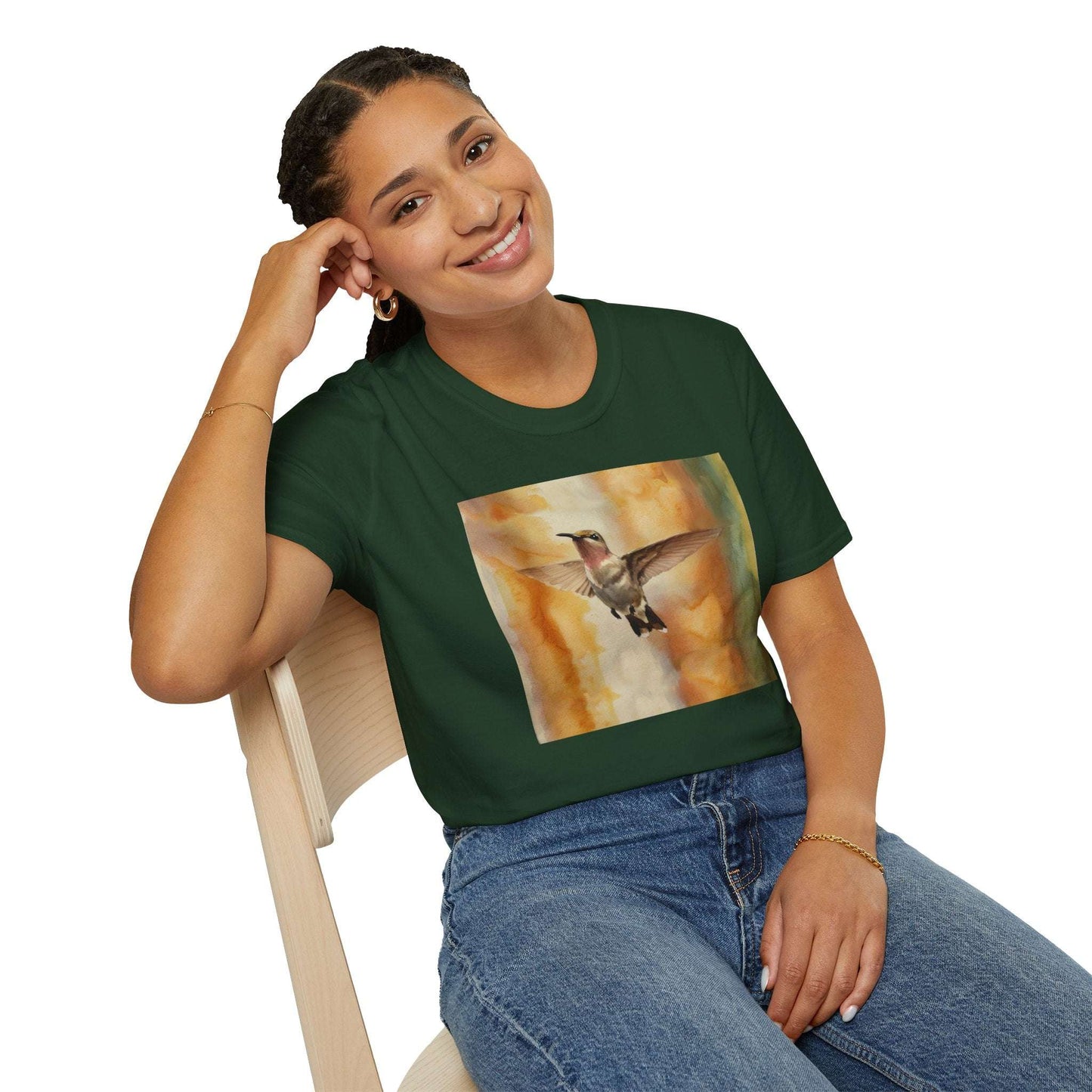 Hummingbird Watercolor T-Shirt, Nature Lover Gift, Birdwatching Shirt