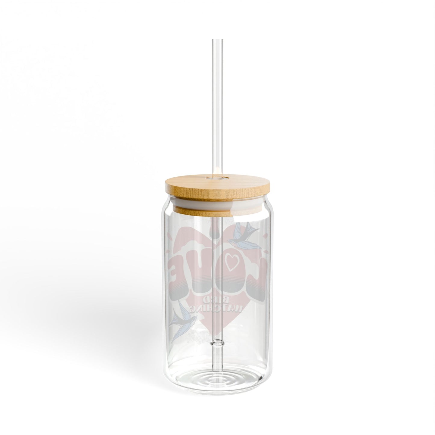 The Nerdy Birder I Love Birdwatching 16oz Sipper Glass With Bamboo Lid
