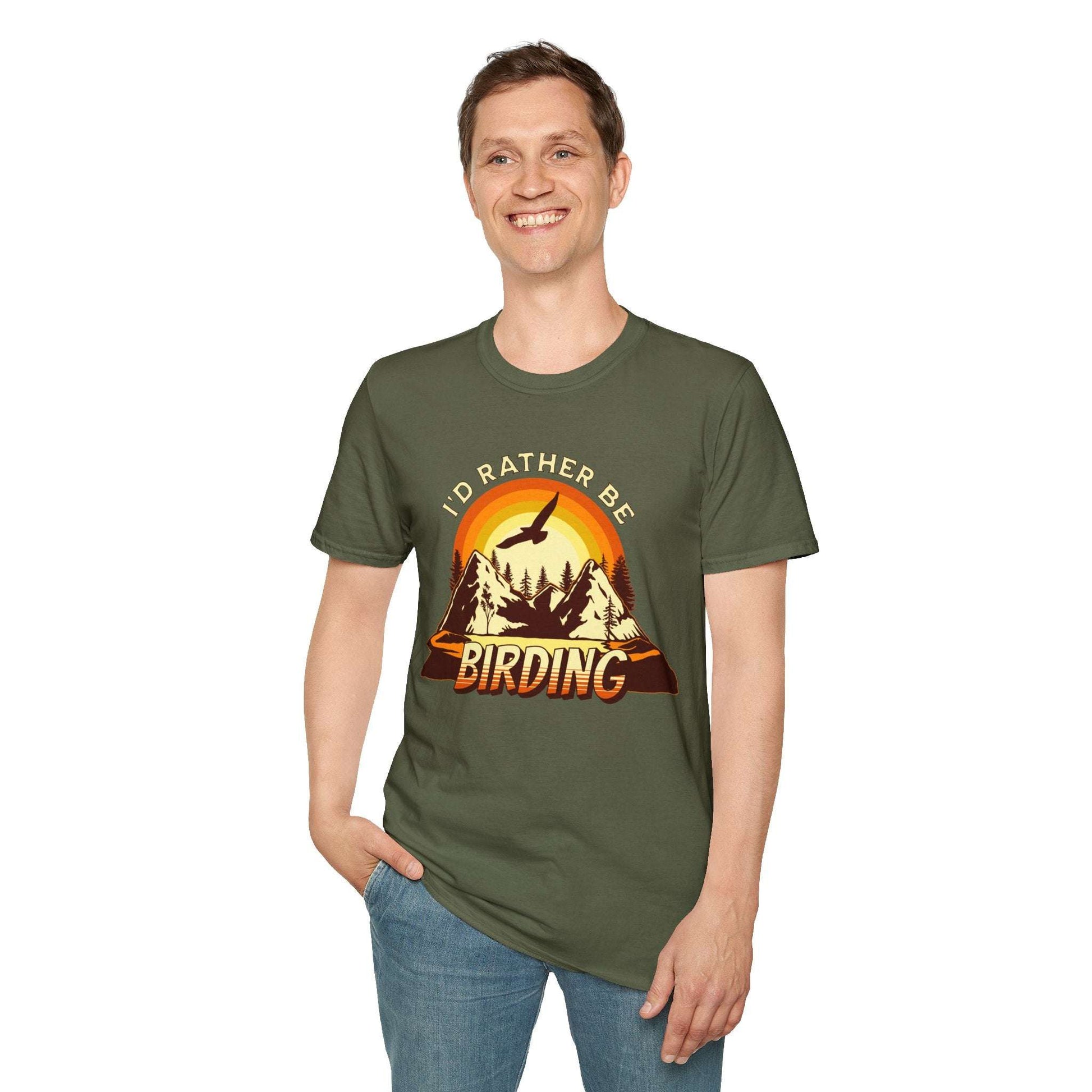 I'd Rather Be Birding Unisex Softstyle T-Shirt - Perfect for Birdwatchers