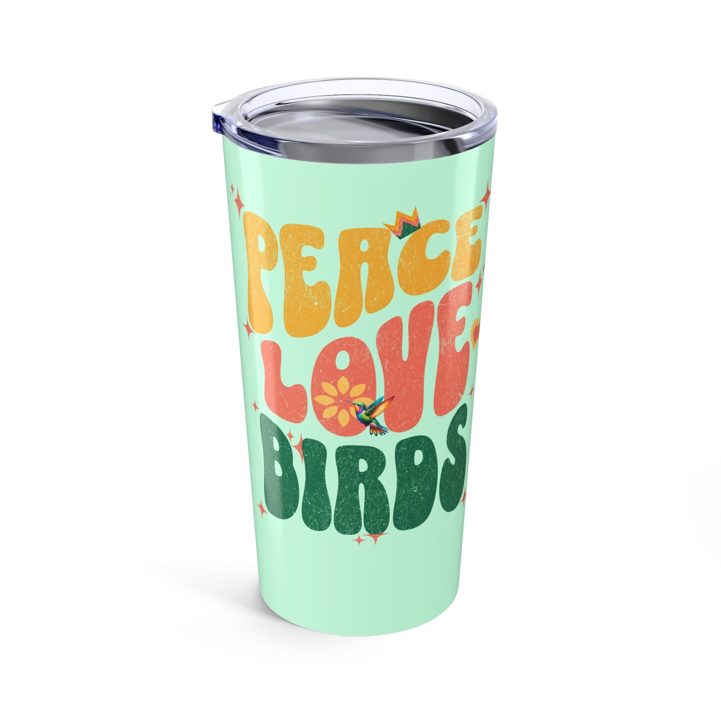 Peace Love Birds Mint Green 20oz Tumbler