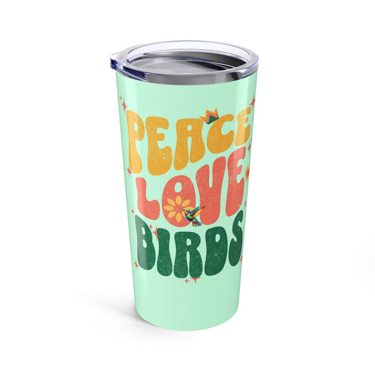 Peace Love Birds Mint Green 20oz Tumbler