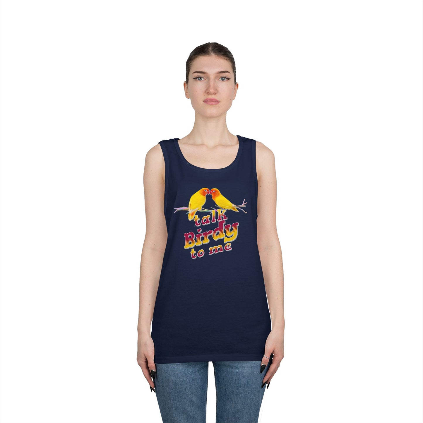 Talk Birdy To Me Tank Top, Gift for Bird Lovers, Unisex Summer Wear, Nature Lover's Apparel, Fun Casual Tank