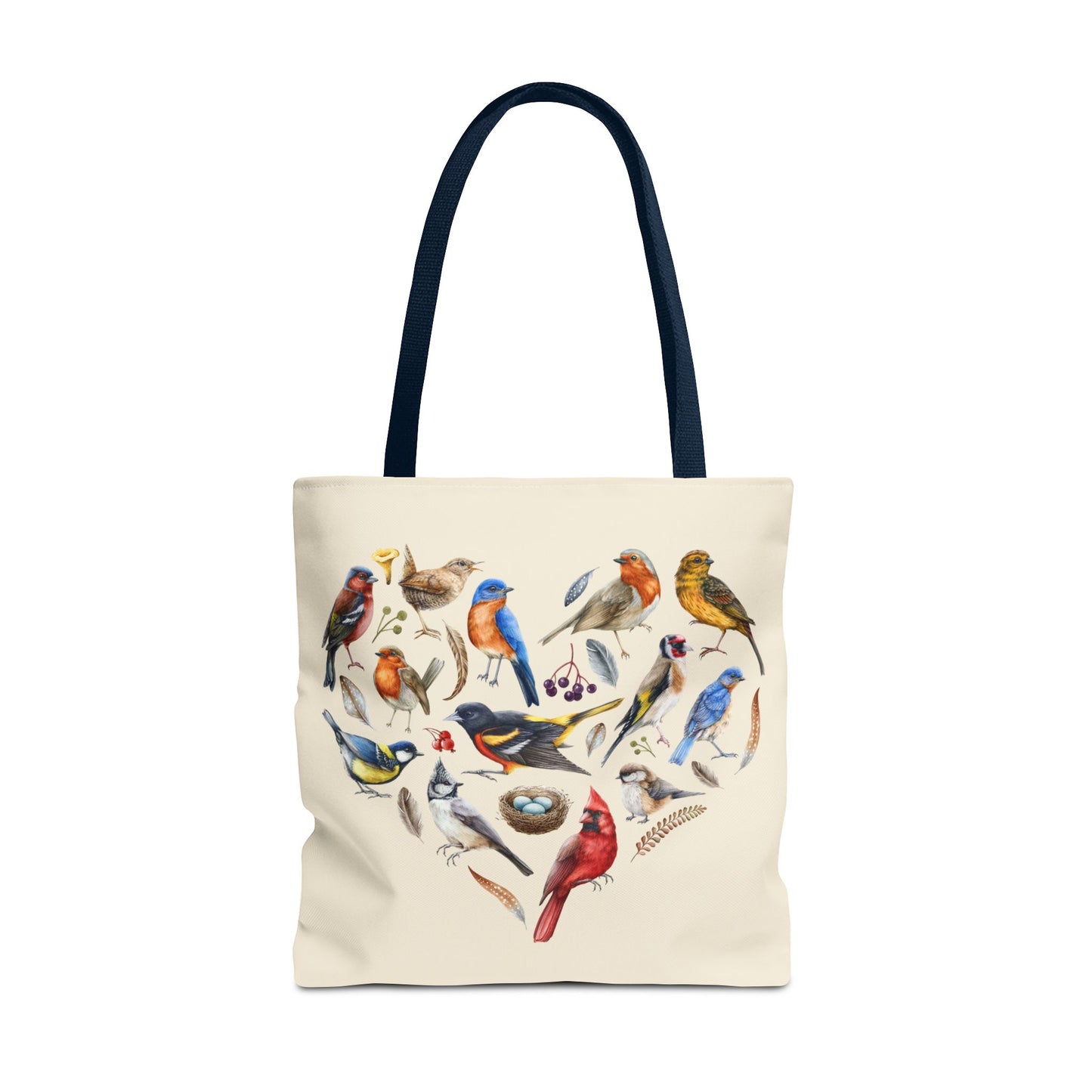 Heart of Birds Tote Bag - Natural color - Heart Design for Nature Enthusiasts