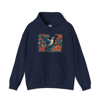 Hummingbird In Bloom Hoodie - Cozy Sweatshirt for Nature Lovers