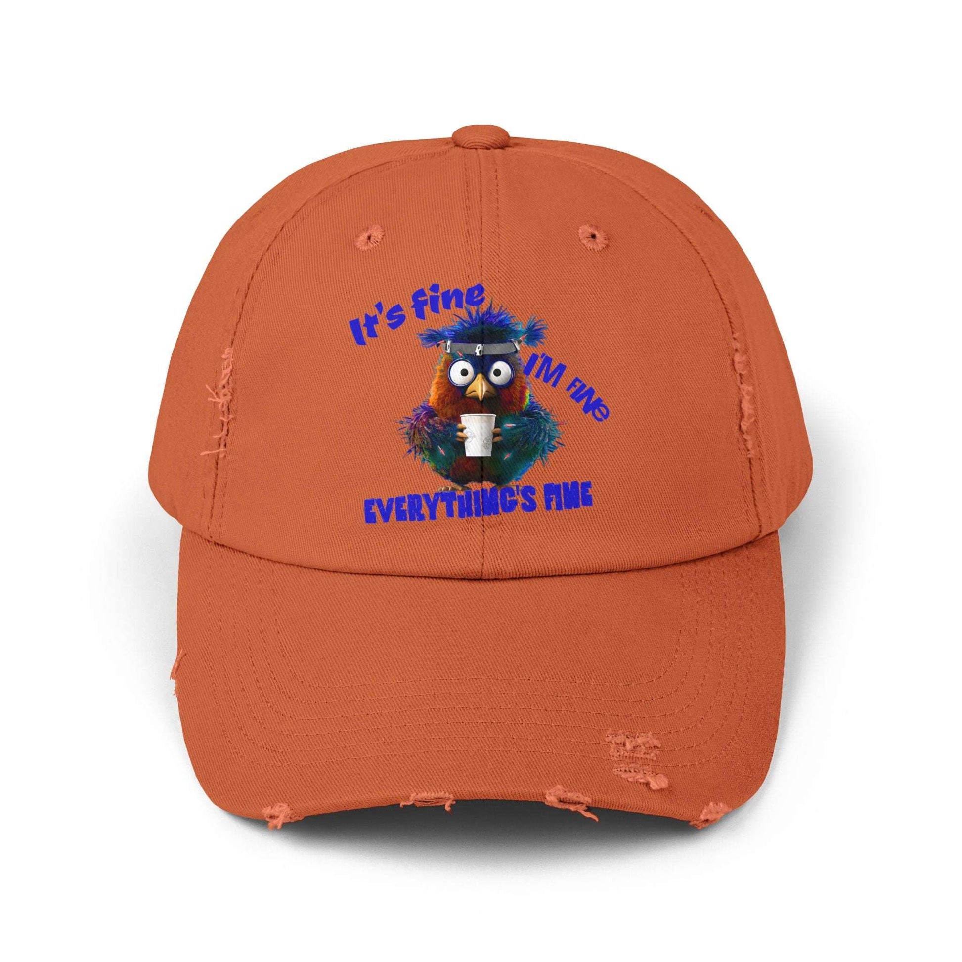 The Nerdy Birder It's Fine Everything's Fine e Vintage Style Hat - Unisex Distressed Cap