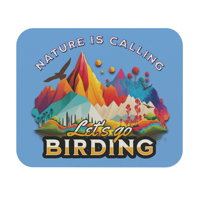Nature-Inspired Mouse Pad - "Let's Go Birding" - Colorful Rectangle Desk Accessory for Nature Lovers