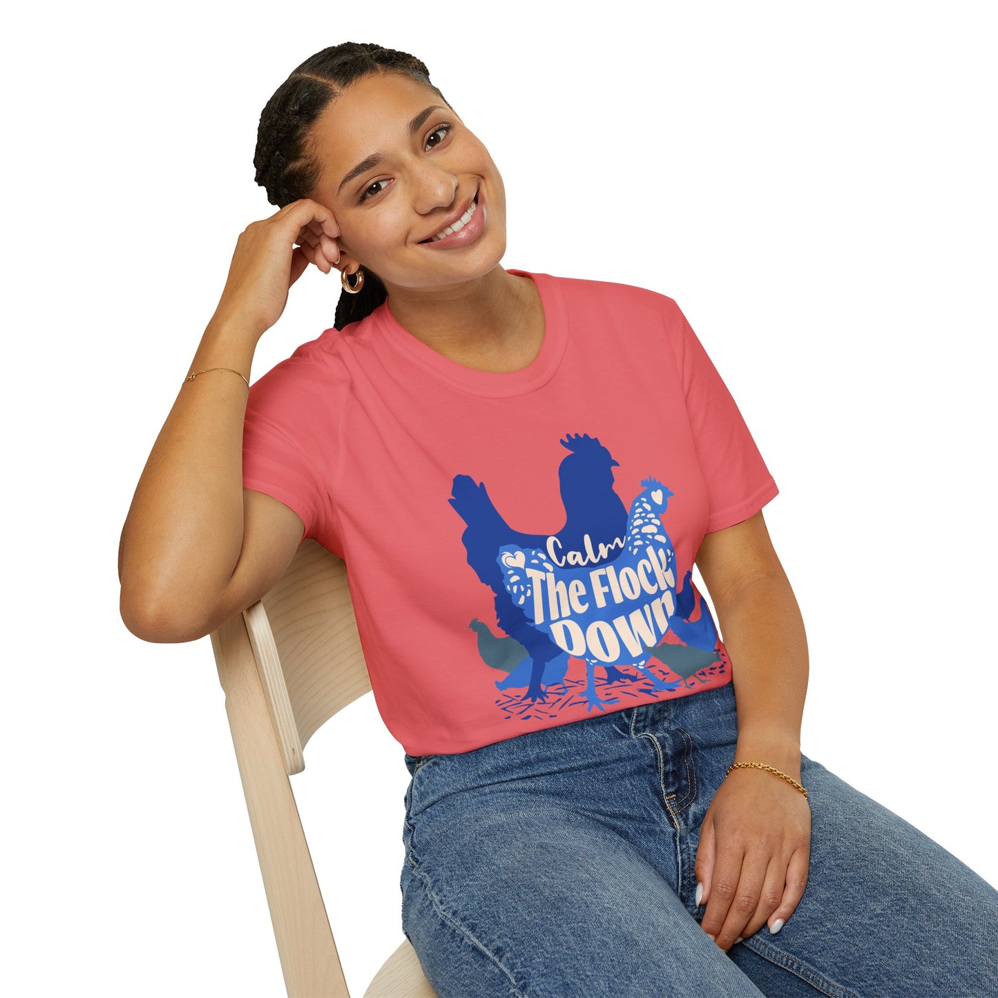 Calm The Flock Down Unisex Softstyle T-Shirt - Retro Vibe Tee for Casual Wear