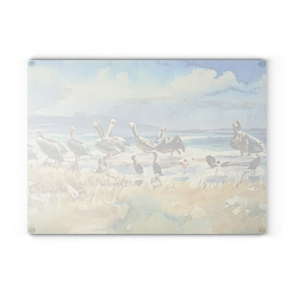 The Nerdy Birder - Coastal Wildlife Glass Cutting Board | Kitchen Décor, Bird Lovers Gift, Beach House Accessory