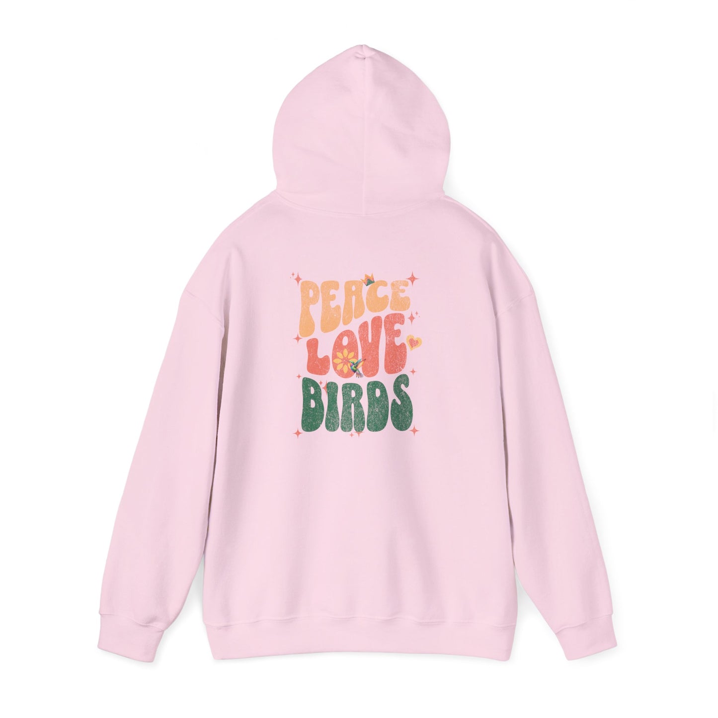 Peace Love Birds Unisex Hoodie Back Design - Cozy Sweatshirt for Nature Lovers