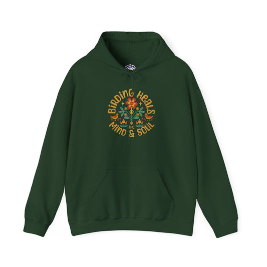 Birding Heals Hooded Sweatshirt - Unisex, Cozy Gift for Mindfulness, Yoga, Meditation, Self-Care, Affirmation Wear