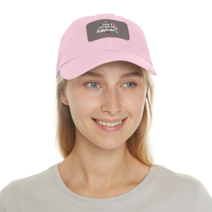 The Nerdy Birder Easily Distracted By Birds Dad Hat with Leather Patch, Casual Cap for Bird Lovers, Unisex