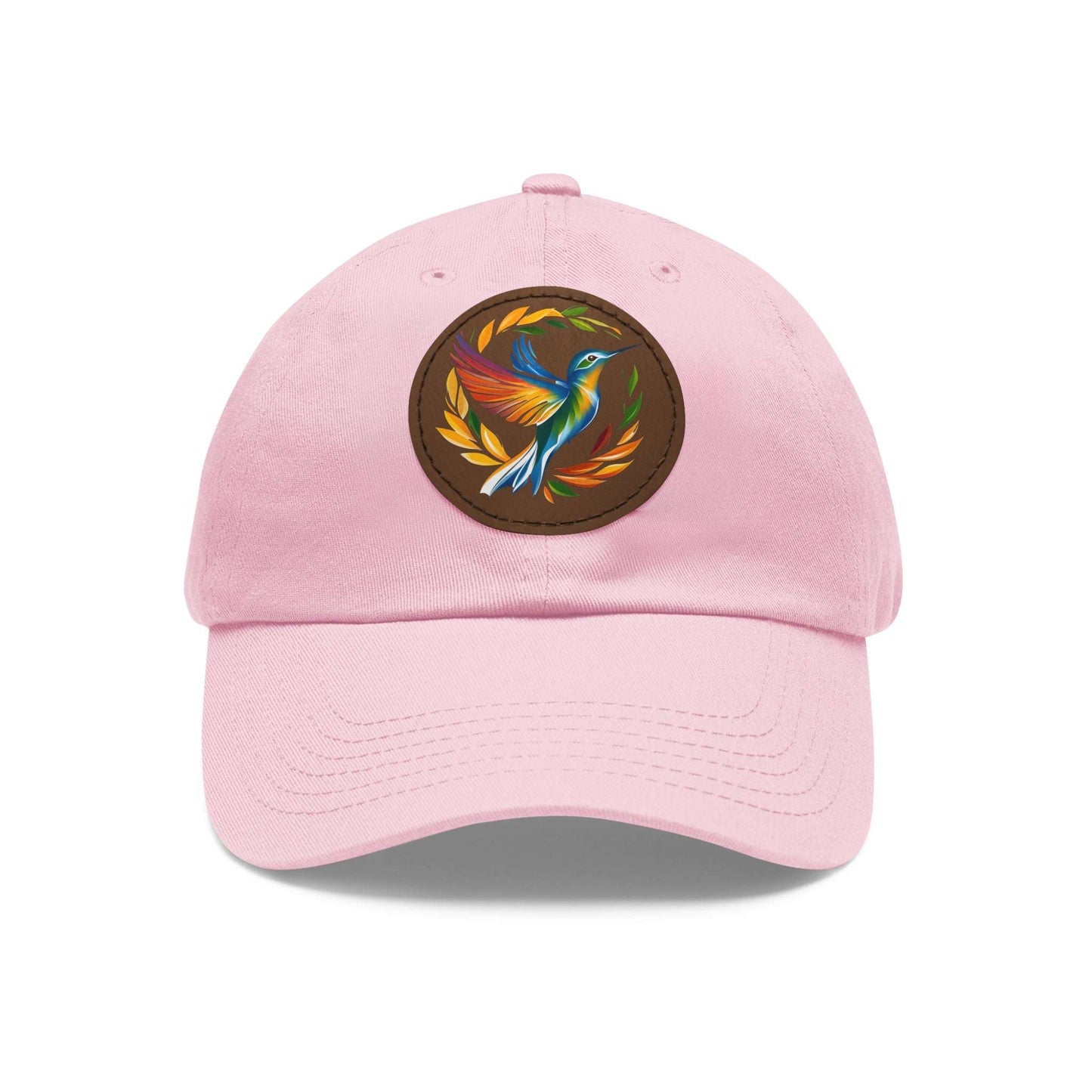 The Nerdy Birder - Modern Rainbow Hummingbird Dad Hat, Leather Patch Cap, Perfect Gift for Dads, Nature Lovers, Casual Style Cap, Summer Accessories