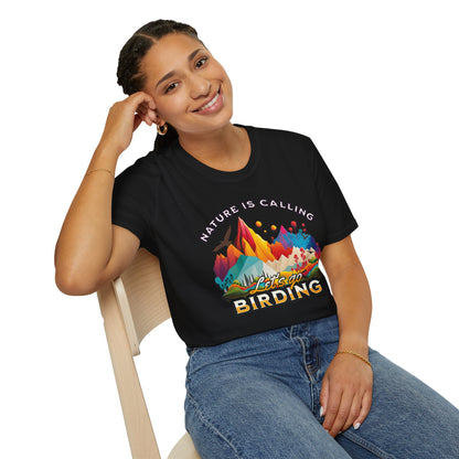 Nature Is Calling Birding Unisex Softstyle T-Shirt