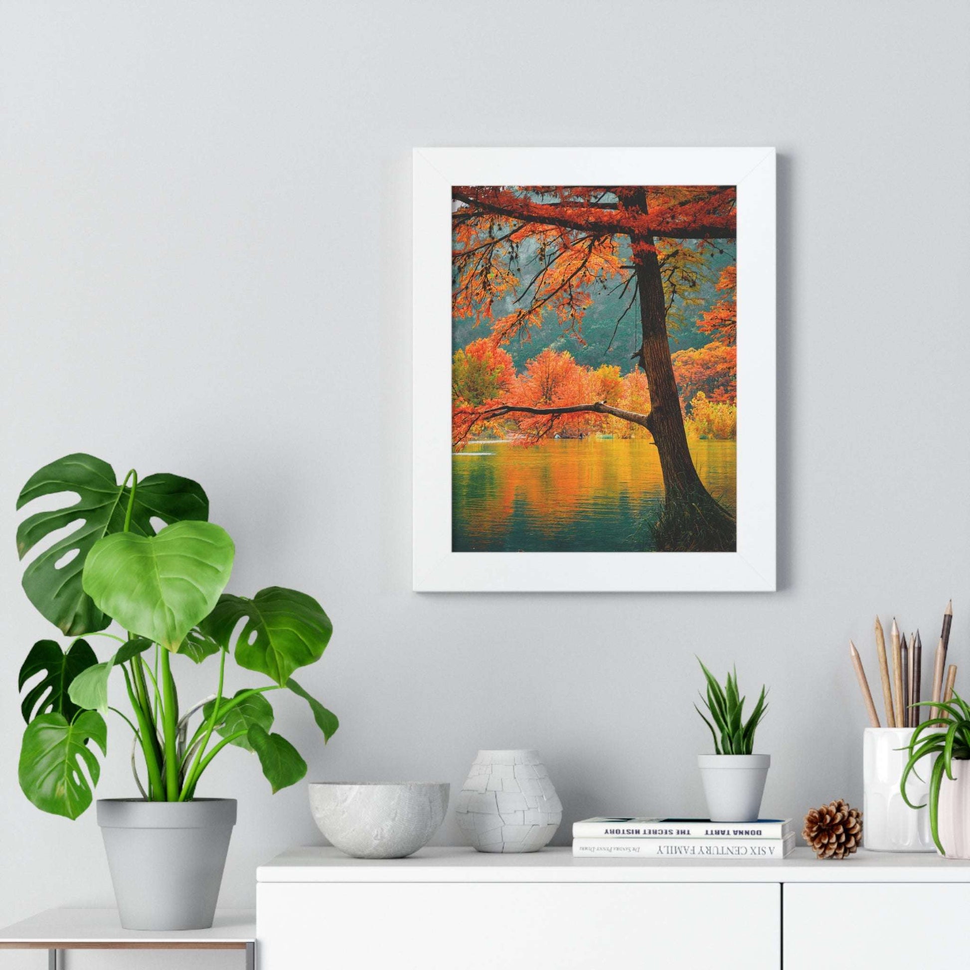 Autumn Serenity Framed Vertical Poster - Nature Wall Art for Home Decor
