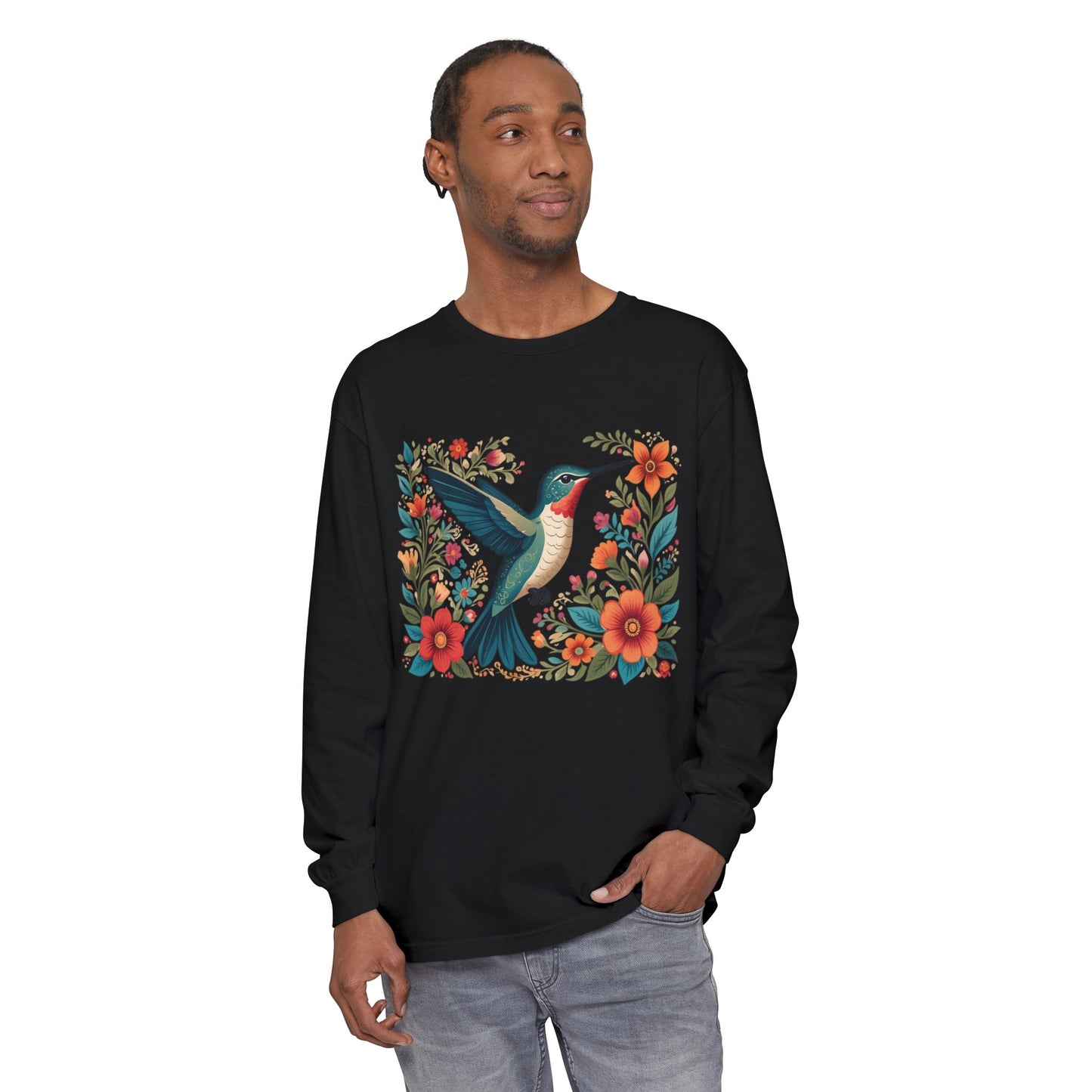 Hummingbird In Bloom Long Sleeve T-Shirt