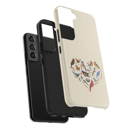 Bird Heart Tough Phone Cases - Cute Wildlife Design, Gift for Nature Enthusiasts, Durable Cases for Birdwatching