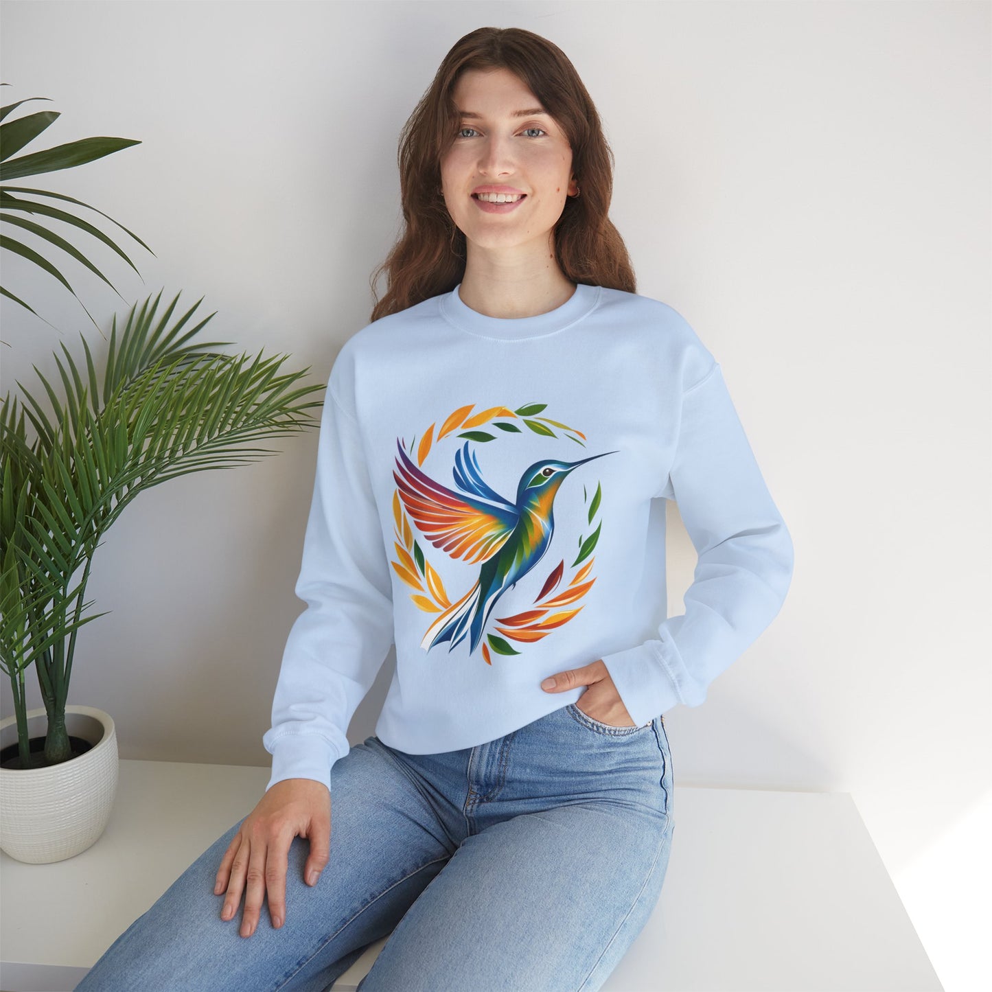 Hummingbird Rainbow Graphic Unisex Crewneck Sweatshirt