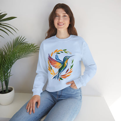 Hummingbird Rainbow Graphic Unisex Crewneck Sweatshirt