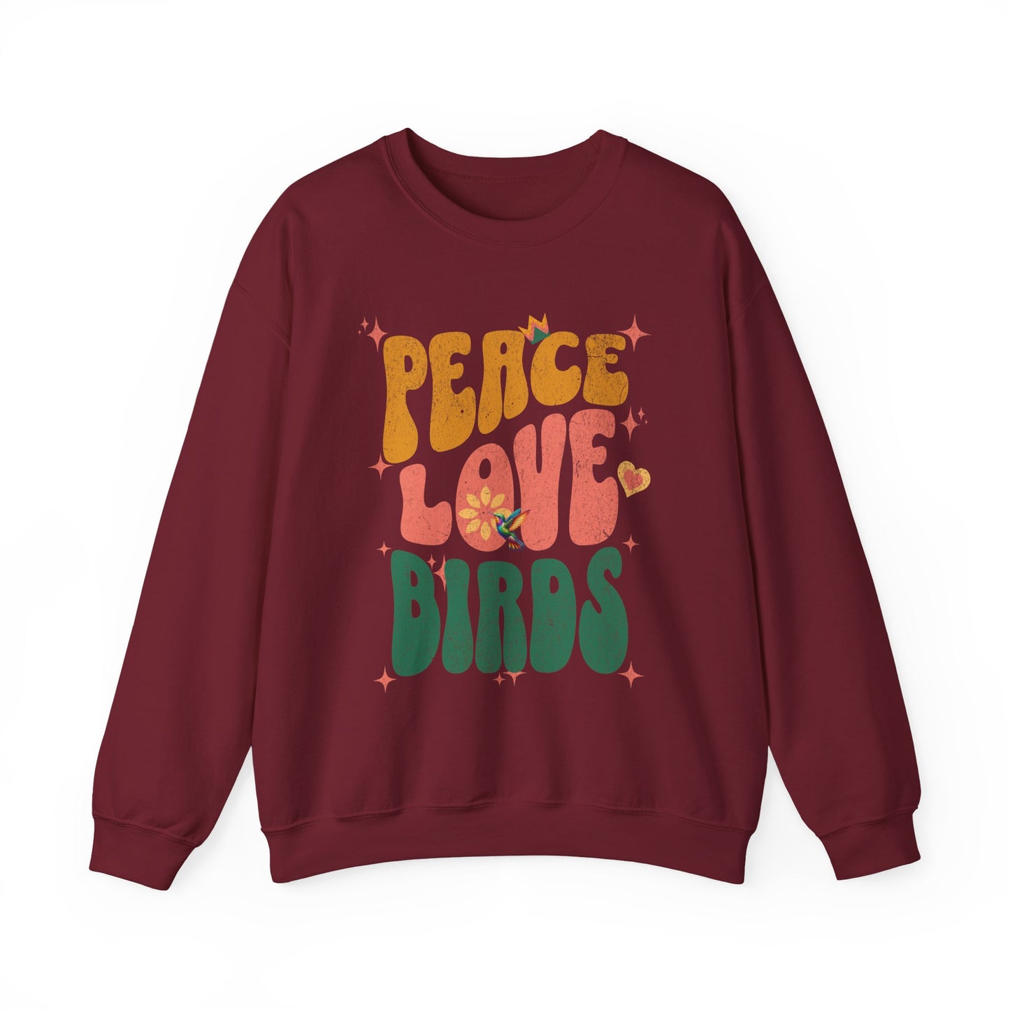 Peace Love Birds Crewneck Sweatshirt - Unisex Cozy Fashion for Nature Lovers
